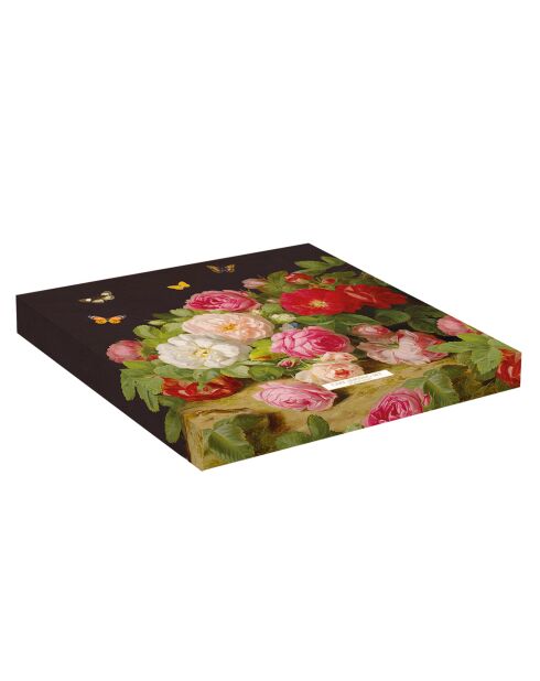 Juego de 4 platos multicolores de porcelana Victorian Garden para aperitivos o postres, 31,5 x 31,5 x 3,5 cm
