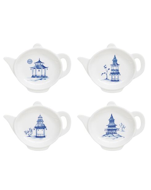 Set de 4 soportes para bolsitas de té de porcelana Pagoda multicolor - 650 ml