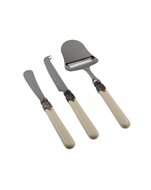 Set de 3 quesos de acero inoxidable Classic Ivory, 26 x 5,8 x 7 cm
