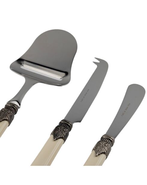 Set de 3 quesos de acero inoxidable Classic Ivory, 26 x 5,8 x 7 cm