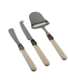 Set de 3 quesos de acero inoxidable Classic Ivory, 26 x 5,8 x 7 cm