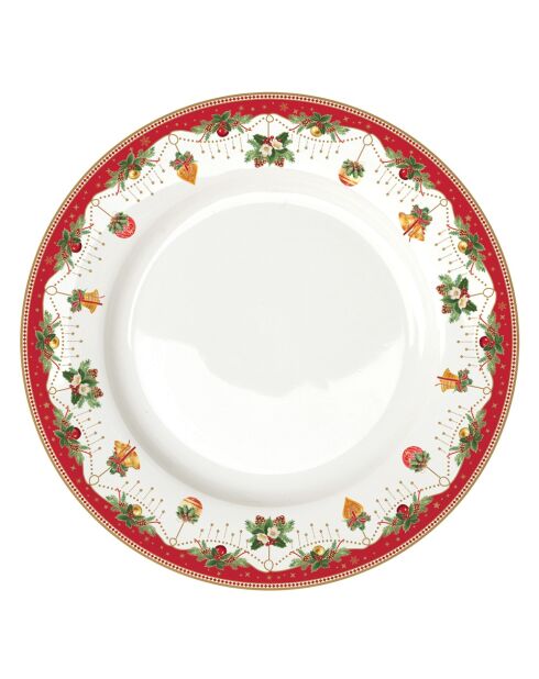 Set van 6 veelkleurige Nostalgische porseleinen kerstborden - 27 x 27 x 2 cm