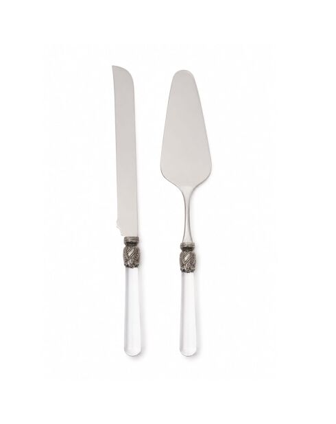 Set de 2 postres Vittoria transparentes de acero inoxidable, 25 x 5 x 4 cm
