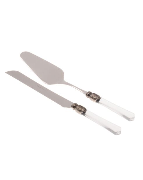 Set de 2 postres Vittoria transparentes de acero inoxidable, 25 x 5 x 4 cm