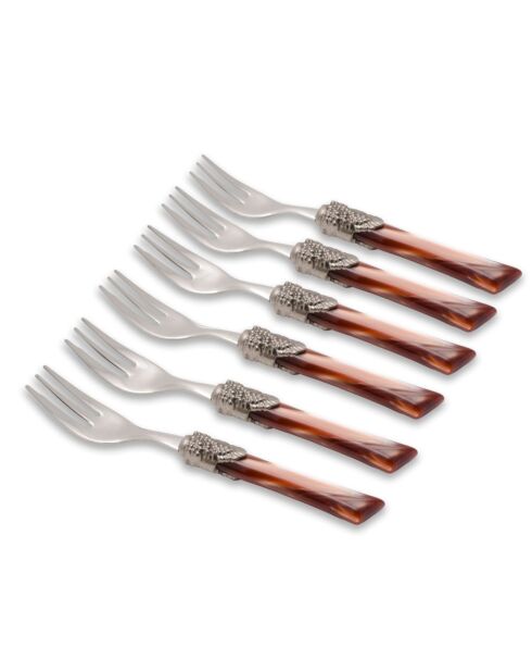 Set di 6 forchette da dessert in acciaio inossidabile Syrah marrone - 16,5 x 4,5 x 5 cm