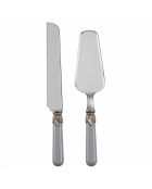 Set di 2 servizi da dessert classici in acciaio inossidabile grigio - 25 x 5 x 4 cm