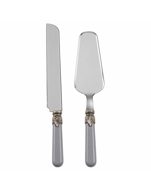 Set de 2 postres clásicos de acero inoxidable gris, 25 x 5 x 4 cm