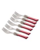 Lot de 6 fourchettes à dessert en acier inoxydable Syrah bordeaux - 16,5 x 4,5 x 5 cm
