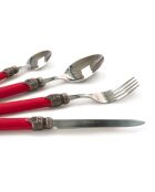 Klassisches Besteckset aus korallenrotem Edelstahl — 24-teilig