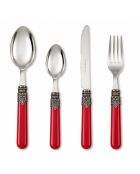 Klassisches Besteckset aus korallenrotem Edelstahl — 24-teilig