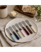 Set van 6 klassieke blauwe roestvrijstalen boterstrooiers - 16,5 x 4,5 x 5 cm