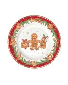 Juego de 4 platos de postre de porcelana Fancy Gingerbread multicolores, 19 x 19 x 1,5 cm