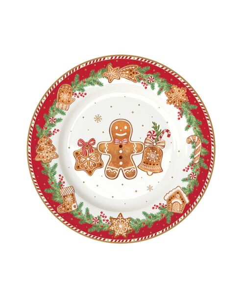 Juego de 4 platos de postre de porcelana Fancy Gingerbread multicolores, 19 x 19 x 1,5 cm