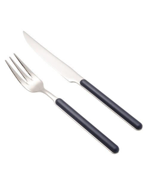 Sylt blauwe roestvrijstalen steakbestekset - 12 stuks
