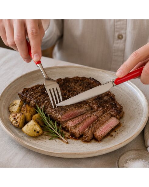Sylt blauwe roestvrijstalen steakbestekset - 12 stuks