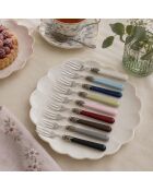 Set di 6 forchette da tavola Classic bianche in acciaio inossidabile e cotone - 26 x 5,8 x 7 cm