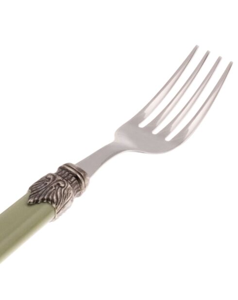 Juego de 6 tenedores de mesa clásicos de acero inoxidable, color verde salvia, 26 x 5,8 x 7 cm