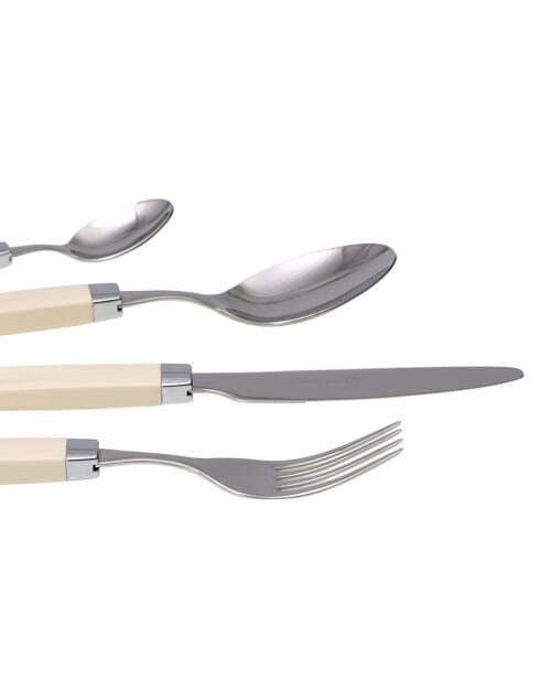 Easy Besteckset aus elfenbeinfarbenem Edelstahl — 24-teilig