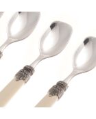 Set van 6 roestvrijstalen ijslepels Classic ivoor - 16,5 x 4,5 x 5 cm