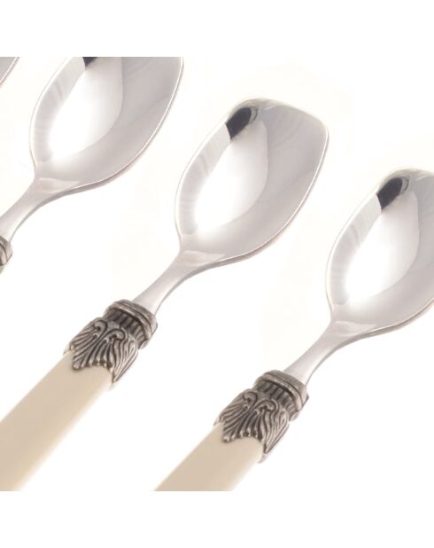 Set de 6 cucharas de helado de acero inoxidable Classic marfil, 16,5 x 4,5 x 5 cm