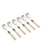 Set van 6 roestvrijstalen ijslepels Classic ivoor - 16,5 x 4,5 x 5 cm