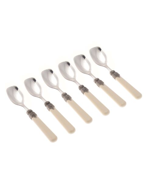 Set de 6 cucharas de helado de acero inoxidable Classic marfil, 16,5 x 4,5 x 5 cm