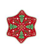 Mehrfarbige Servierschale aus weihnachtlichem Folk-Porzellan — 22,5 x 22,5 x 1 cm