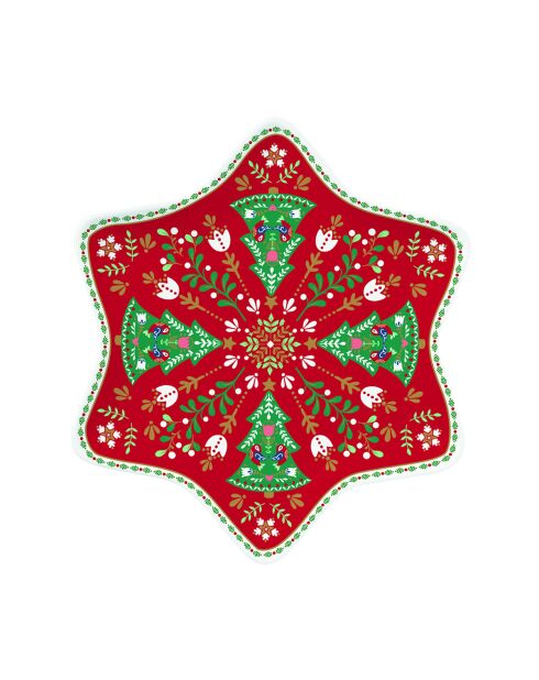 Plato navideño de porcelana popular multicolor, 22,5 x 22,5 x 1 cm
