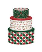 Set de 3 cajas nido redondas de metal Fancy Christmas multicolor, 20 x 20 x 12 cm