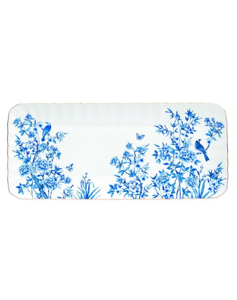 Vassoio rettangolare Paradise Garden in porcellana multicolore - 37 x 17 x 3 cm