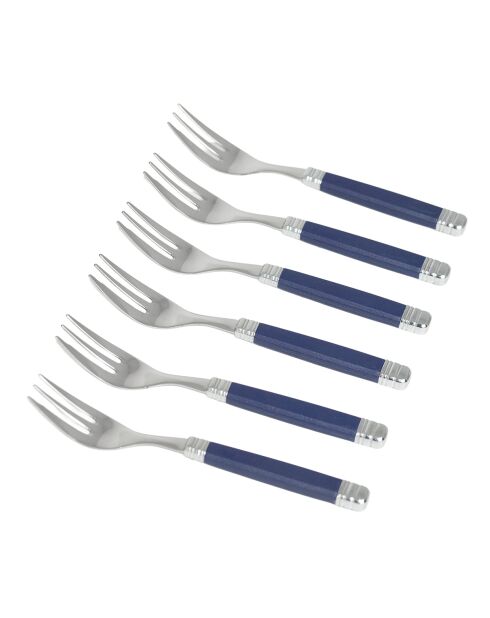 Set mit 6 blauen Peter Dessertgabeln aus Edelstahl — 16,5 x 4,5 x 5 cm