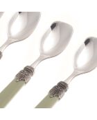 Set mit 6 klassischen Eislöffeln aus Edelstahl, salbeigrün, 16,5 x 4,5 x 5 cm
