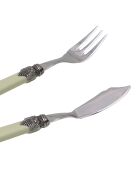 Set di posate da pesce classiche in acciaio inossidabile verde salvia - 12 pezzi