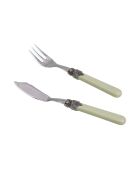 Set di posate da pesce classiche in acciaio inossidabile verde salvia - 12 pezzi