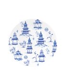 Assiette à apéritif ou dessert en porcelaine Pagoda multicolore - 19,5 x 19,5 x 2,5 cm