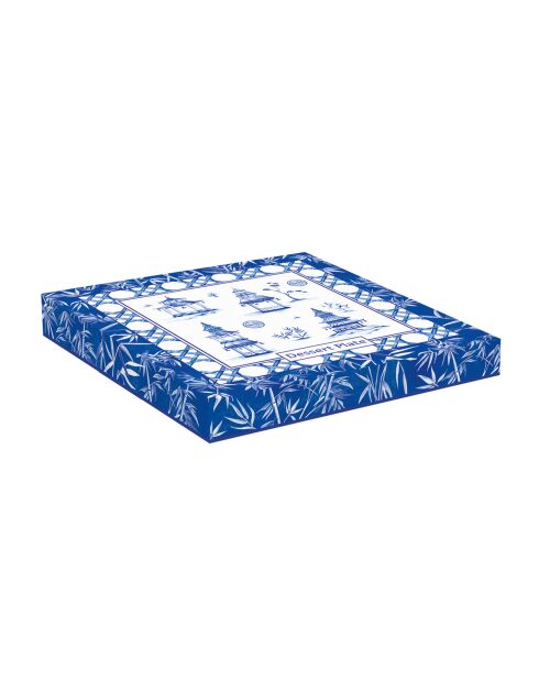 Plato de aperitivo o postre de porcelana Pagoda multicolor, 19,5 x 19,5 x 2,5 cm