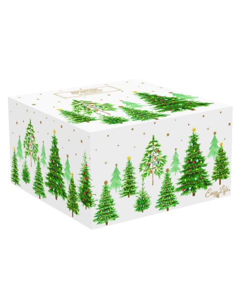 Veelkleurige feestelijke ontbijtbeker met porseleinen bord - 18 x 18 x 11 cm