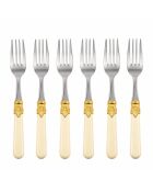 Lot de 6 fourchettes à dessert en acier inoxydable Classic Ghiera Oro ivoire - 16,5 x 4,5 x 5 cm