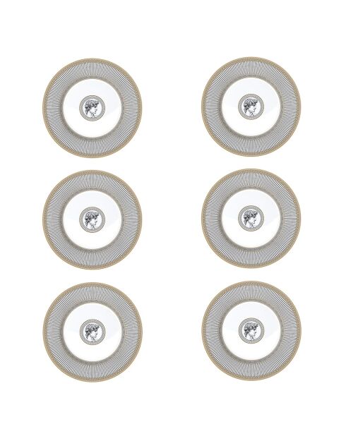 Juego de 6 platos de aperitivo de porcelana Palladium blanca, 19 x 19 x 1,5 cm