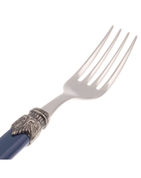 Juego de 6 tenedores de mesa clásicos de acero inoxidable azul pavo real, 26 x 5,8 x 7 cm