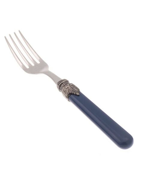Juego de 6 tenedores de mesa clásicos de acero inoxidable azul pavo real, 26 x 5,8 x 7 cm