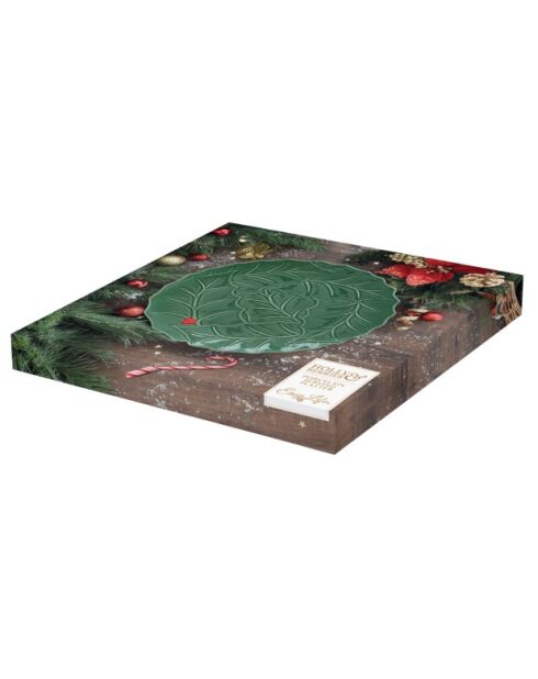Piatto da portata in porcellana Holly & Berries verde - 30 x 30 x 2 cm