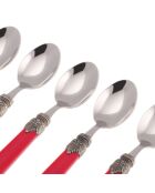 Klassieke koraalkleurige roestvrijstalen koffielepels set van 6 - 16,5 x 4,5 x 5 cm