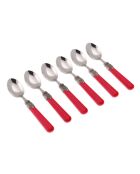 Klassieke koraalkleurige roestvrijstalen koffielepels set van 6 - 16,5 x 4,5 x 5 cm