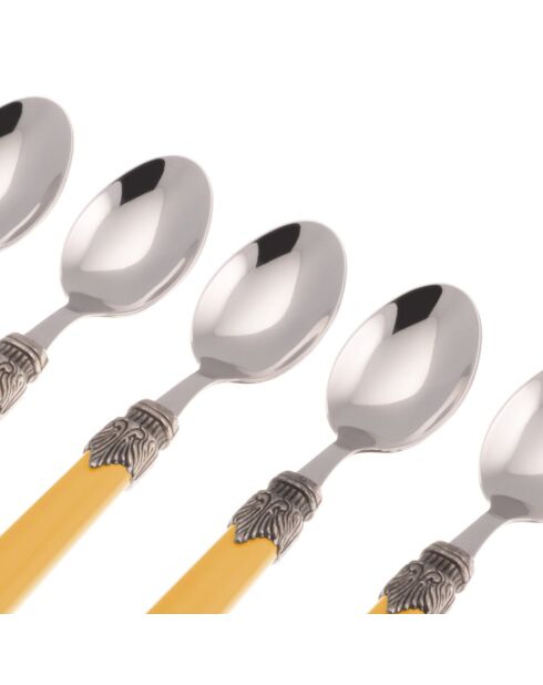 Juego de 6 cucharas de café con leche clásicas de acero inoxidable, 16,5 x 4,5 x 5 cm