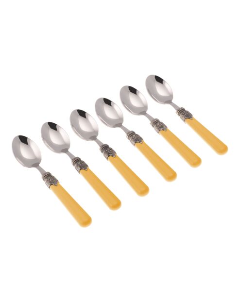 Juego de 6 cucharas de café con leche clásicas de acero inoxidable, 16,5 x 4,5 x 5 cm