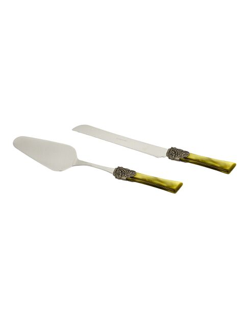 Set van 2 groene Syrah roestvrijstalen dessertborden - 25 x 5 x 4 cm