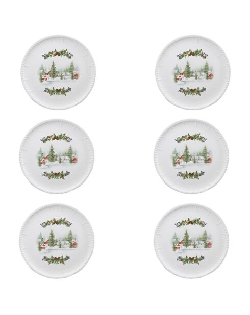 Set di 6 piatti da aperitivo o da dessert in ceramica Città Delle Feste multicolore - 20 x 20 x 3 cm