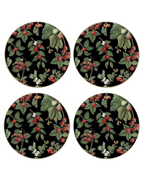 Juego de 4 platos de postre de porcelana Orchard multicolores, 19 x 19 x 1,5 cm