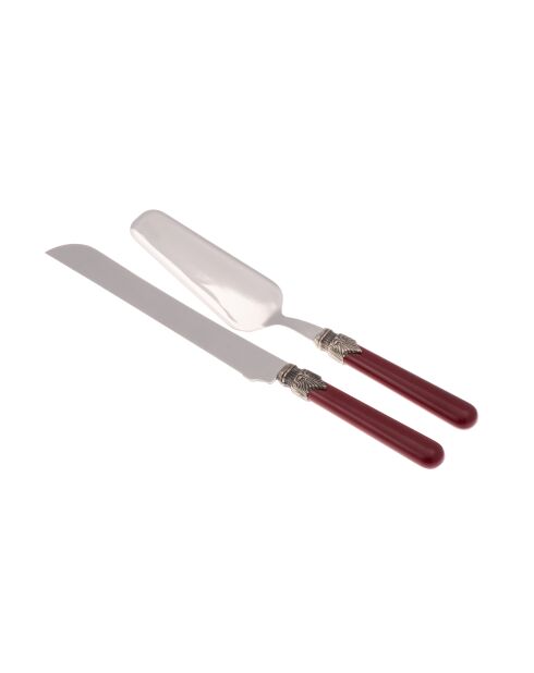 Set de 2 postres clásicos de acero inoxidable burdeos, 25 x 5 x 4 cm